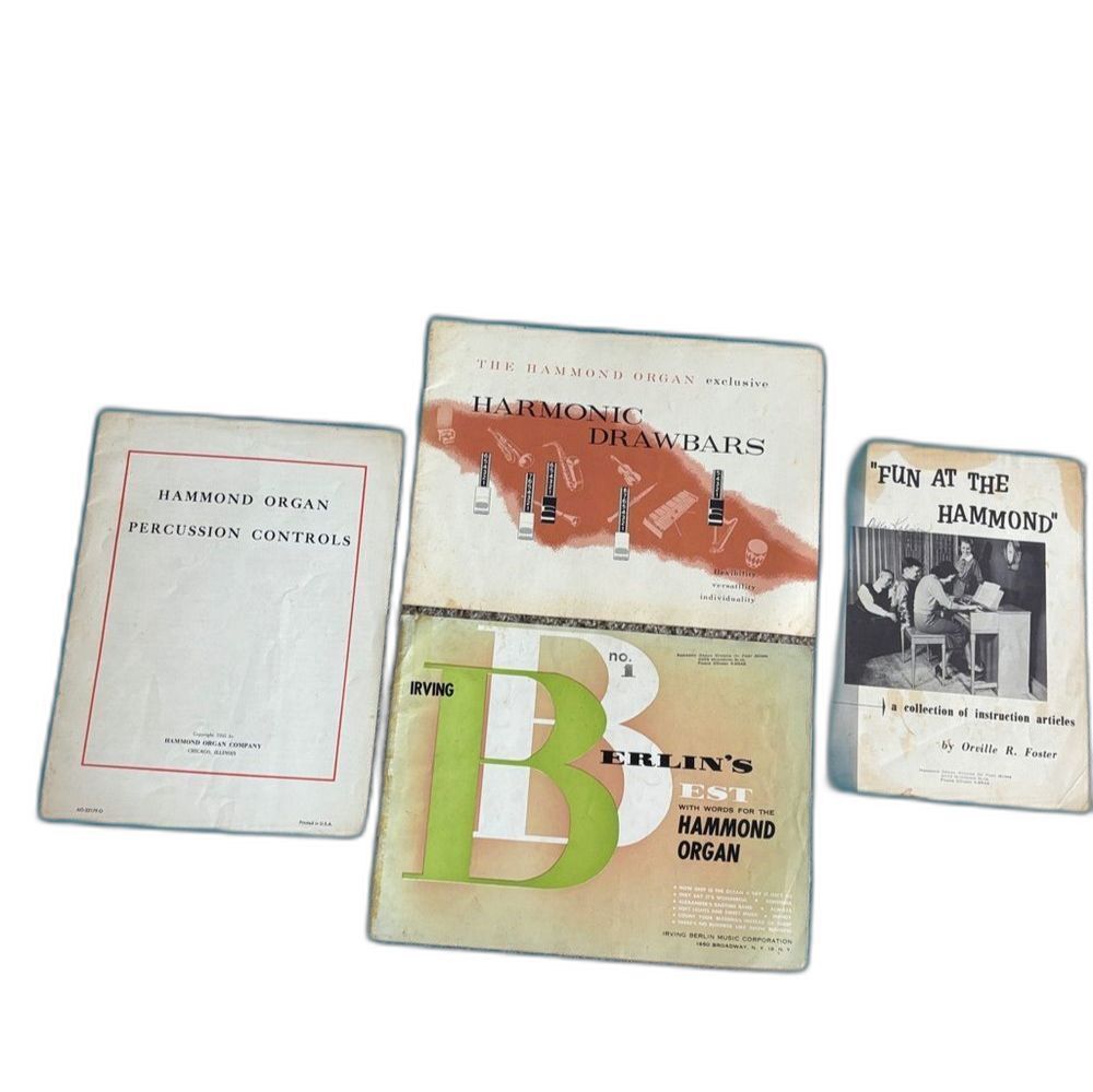 Vintage 1950s Hammond Organ Manual & Music Book Lot - B3 C3 Drawbar Percussion